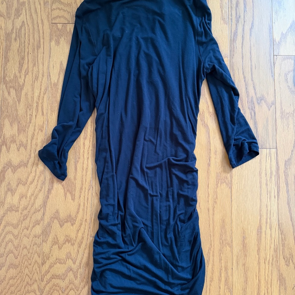 Cabi Elegant Black Cowl Neck Dress Rouched Side Large L - Picture 6 of 9